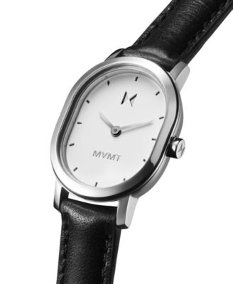Women's Carmel Oval Black Calfskin Leather Strap Watch, 25mm