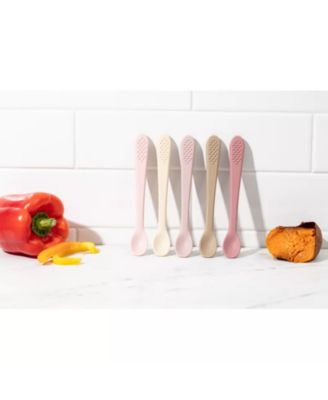 Toddler Silicone Feeding Set, Silicone Soft Durable, Easy-to-Clean Feeding Bib & Spoons Toddlers, Pink