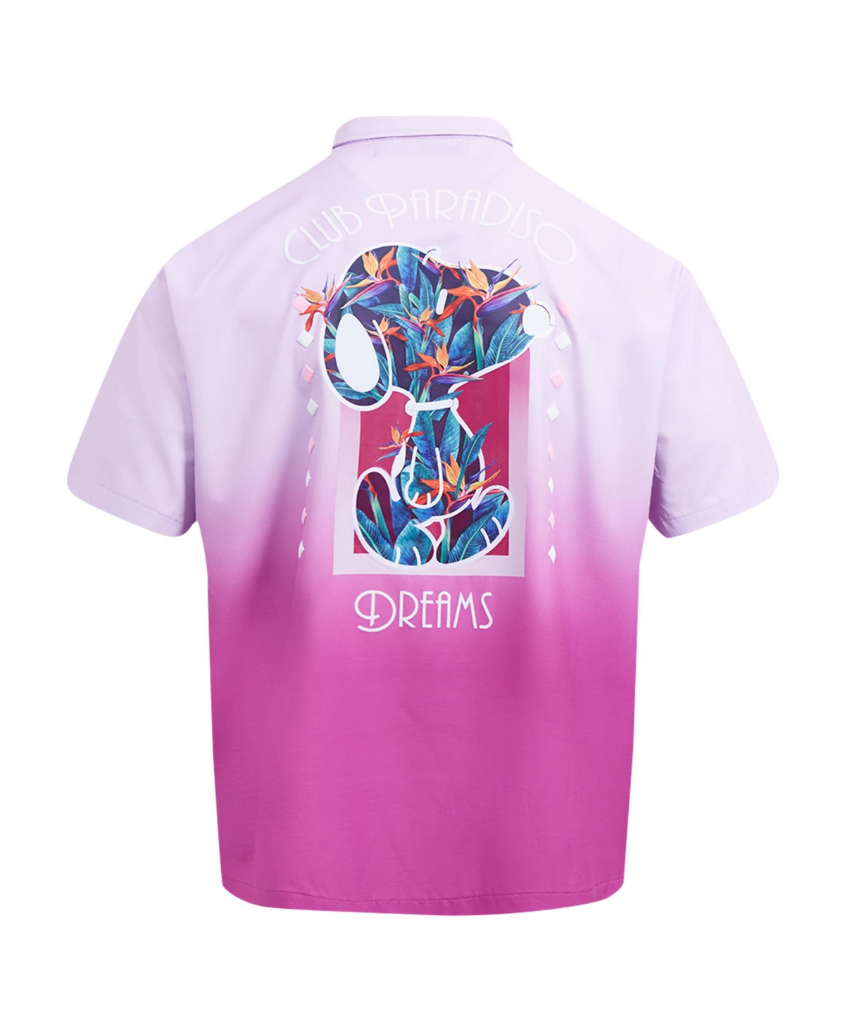 FREEZE MAX MEN'S PINK PEANUTS SNOOPY CLUB PARADISO DREAMS BUTTON-UP SHIRT 