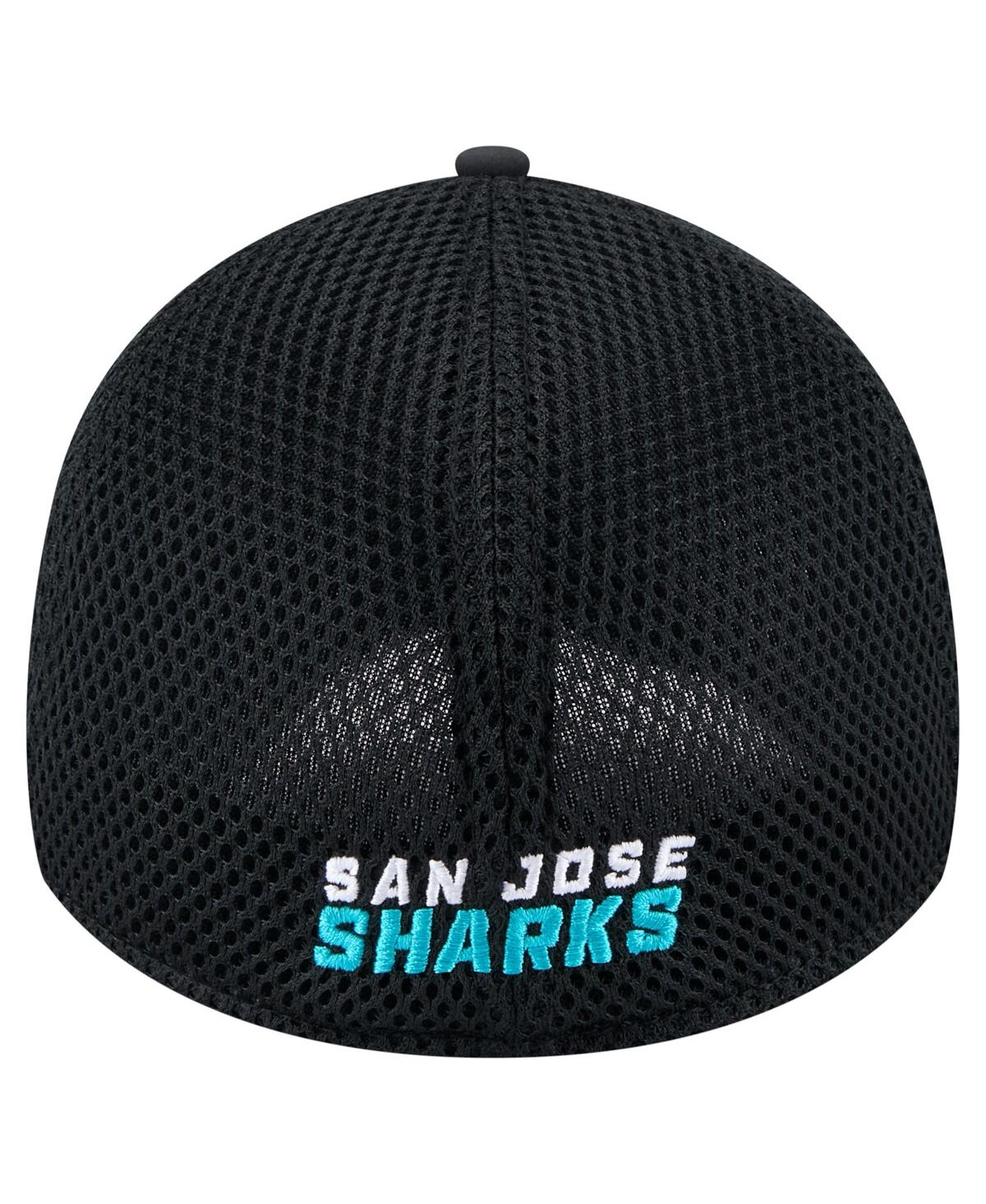 New Era Men's Black San Jose Sharks Linear Featherweight 39thirty Flex Hat In Black