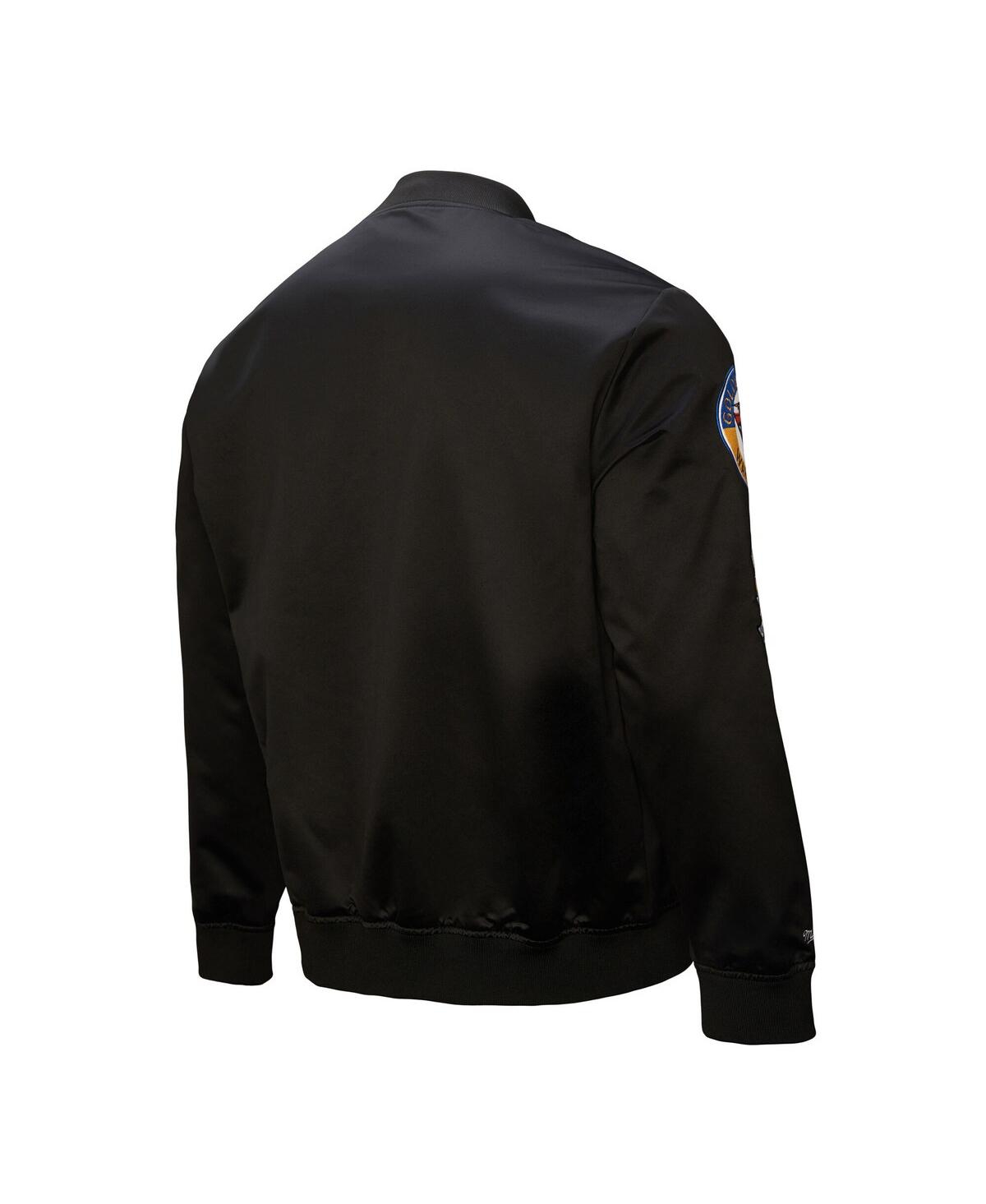 Mitchell & Ness Men's Black Golden State Warriors Blackout Collection Vintage Full-snap Satin Jacket In Black