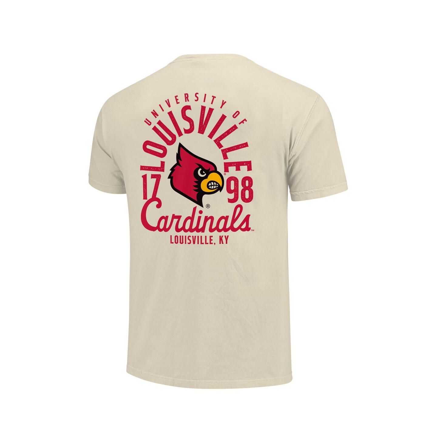 Мужская футболка Image One Cream Louisville Cardinals Comfort Colors Mascot Overlay — фото 2