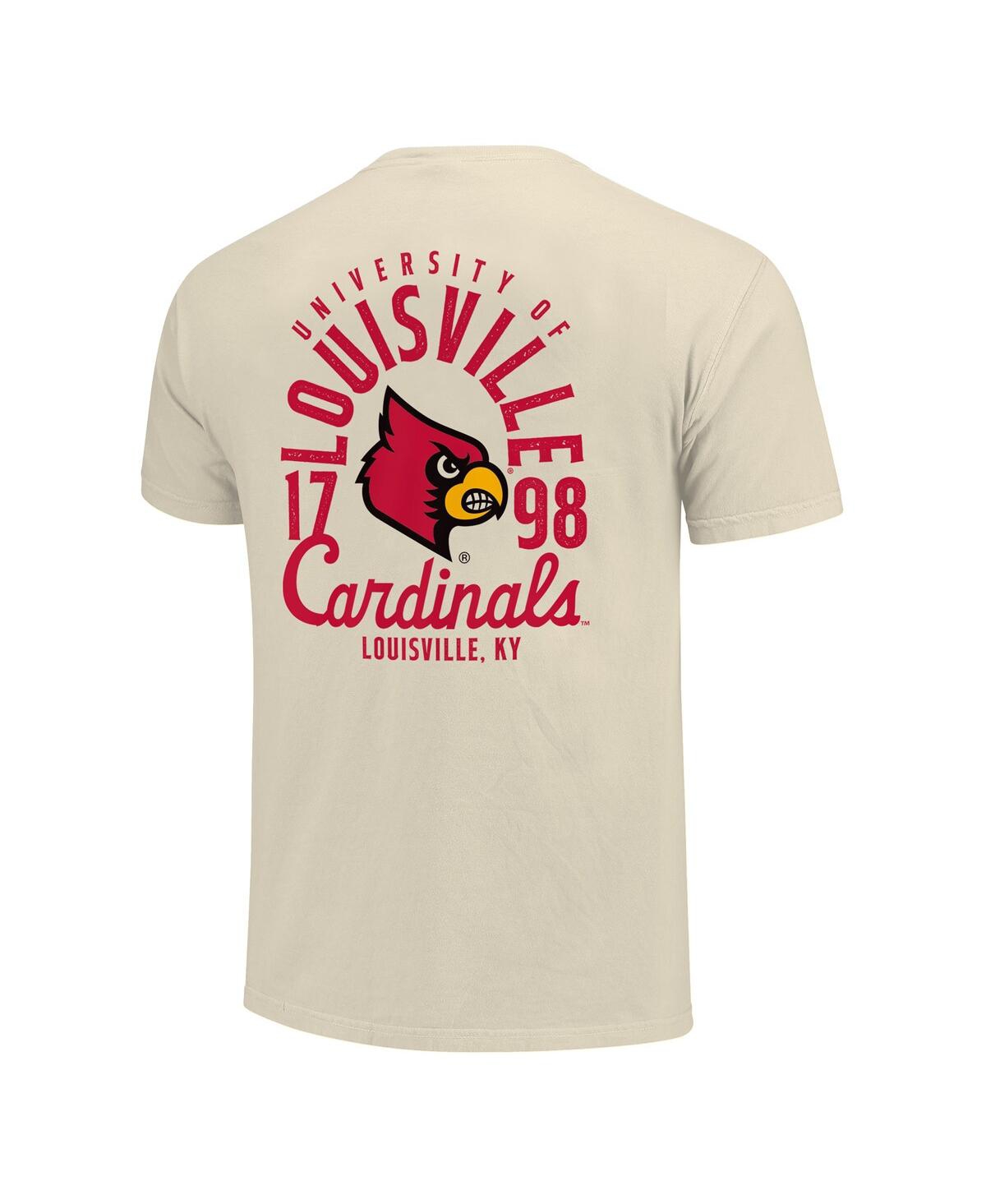 Image One Men's Cream Louisville Cardinals Comfort Colors Mascot Overlay T-shirt In Cream