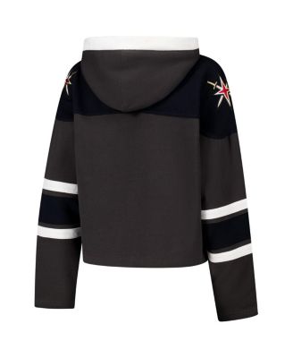 Women's Charcoal Vegas Golden Knights Cropped Superior Lacer Pullover Hoodie