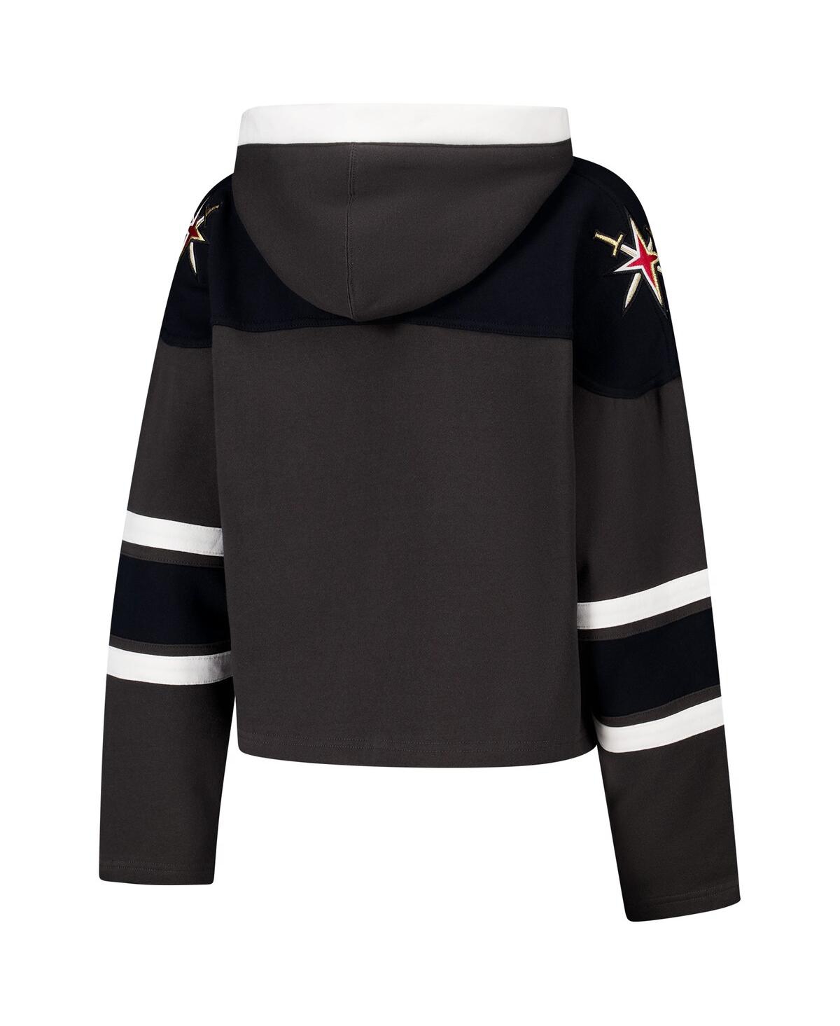 47 BRAND WOMEN'S CHARCOAL VEGAS GOLDEN KNIGHTS CROPPED SUPERIOR LACER PULLOVER HOODIE 