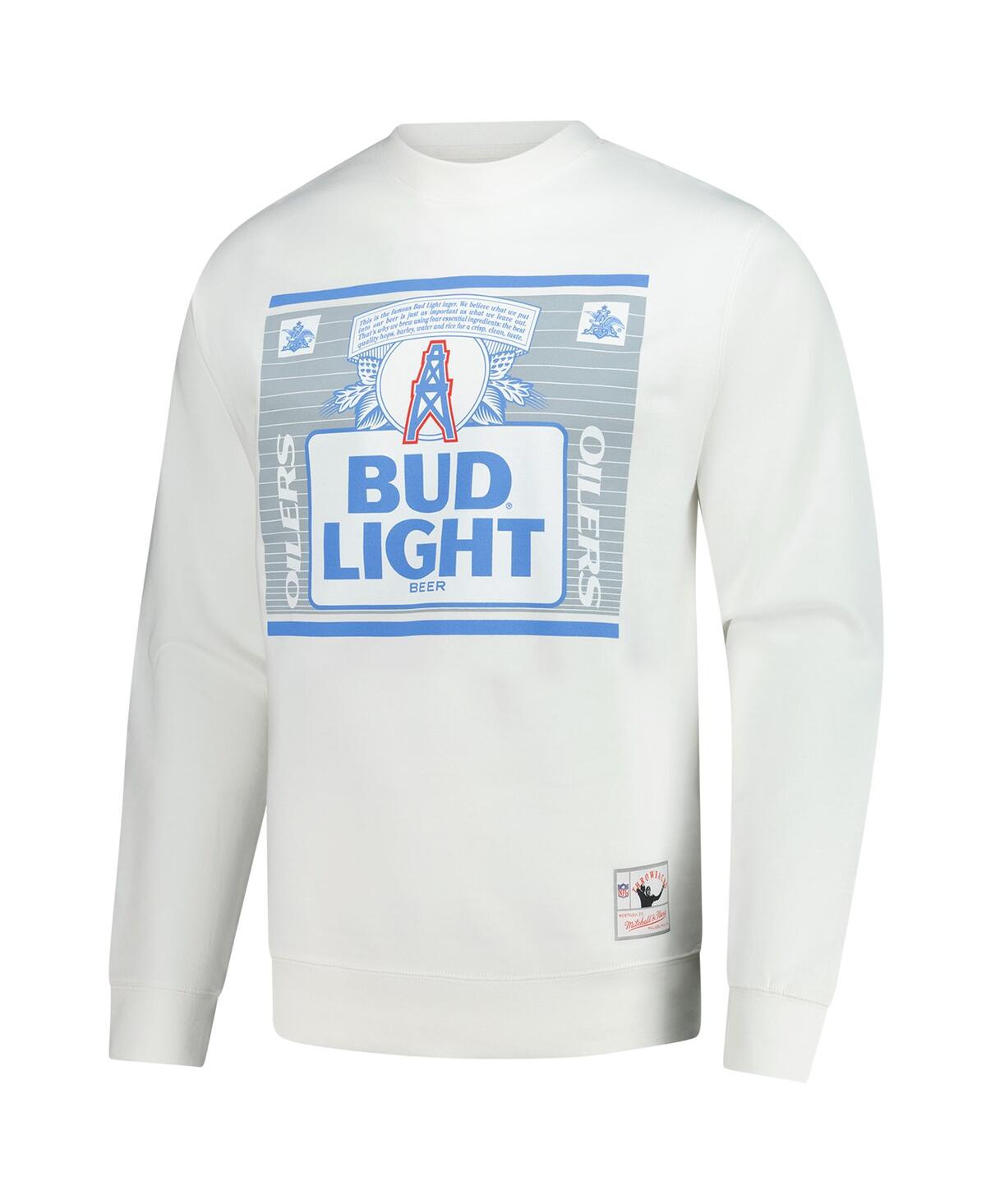 Mitchell & Ness X Bud Men's Light White Houston Oilers The Crest Pullover Sweatshirt In White
