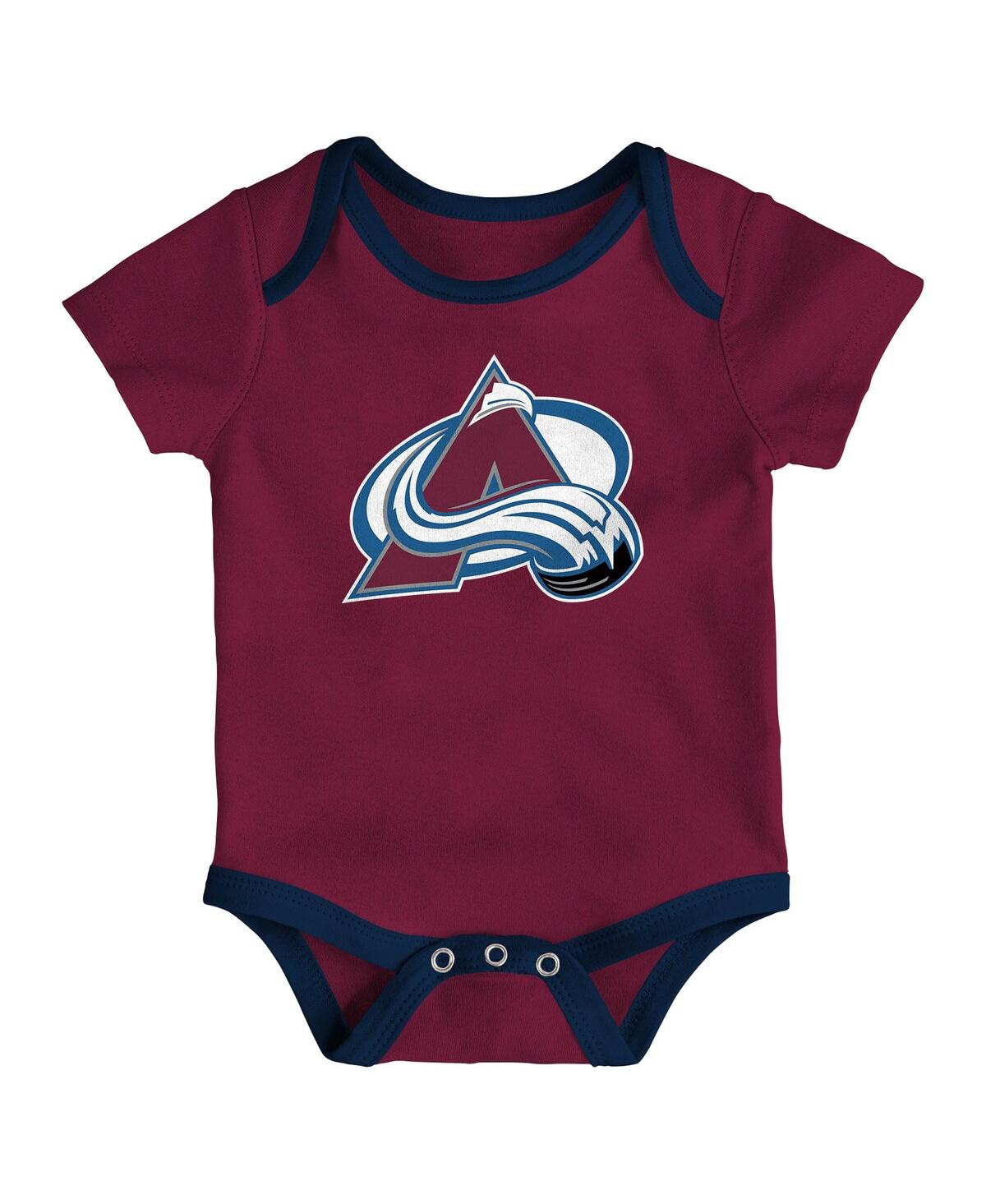 Outerstuff Newborn Colorado Avalanche Loyal Buddies Bodysuit 3-pack In Multi