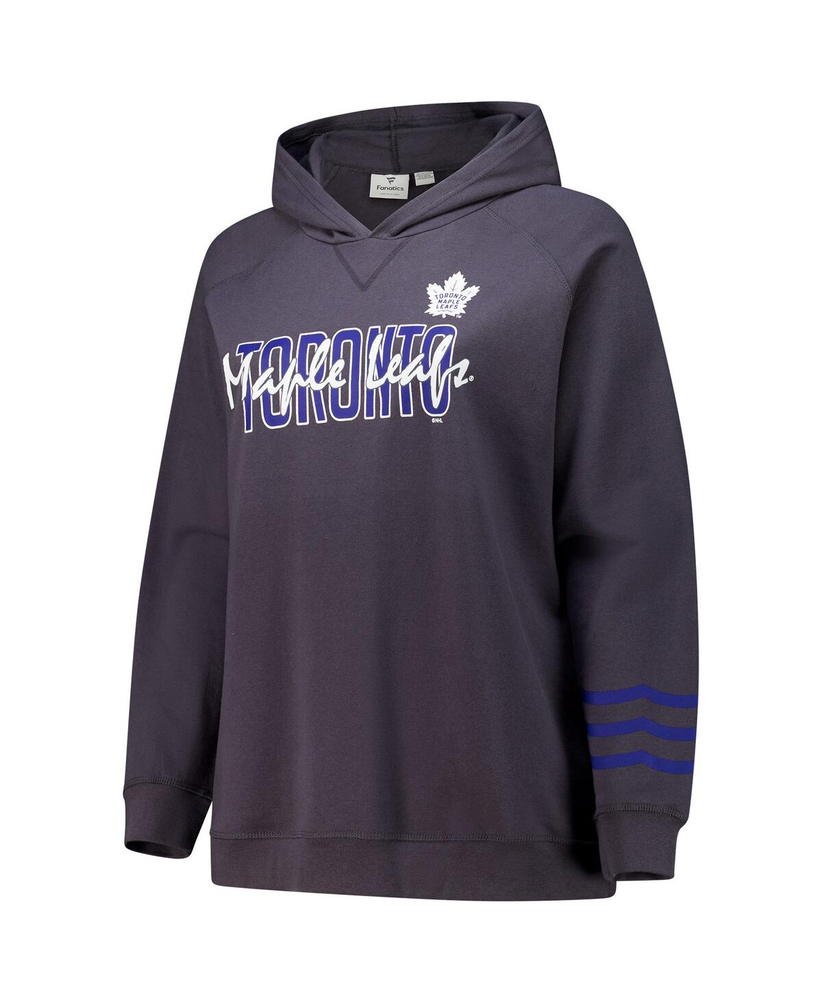Fanatics Women's Charcoal Toronto Maple Leaves Plus Size Lightweight Fleece Raglan Pullover Hoodie In Charcoal