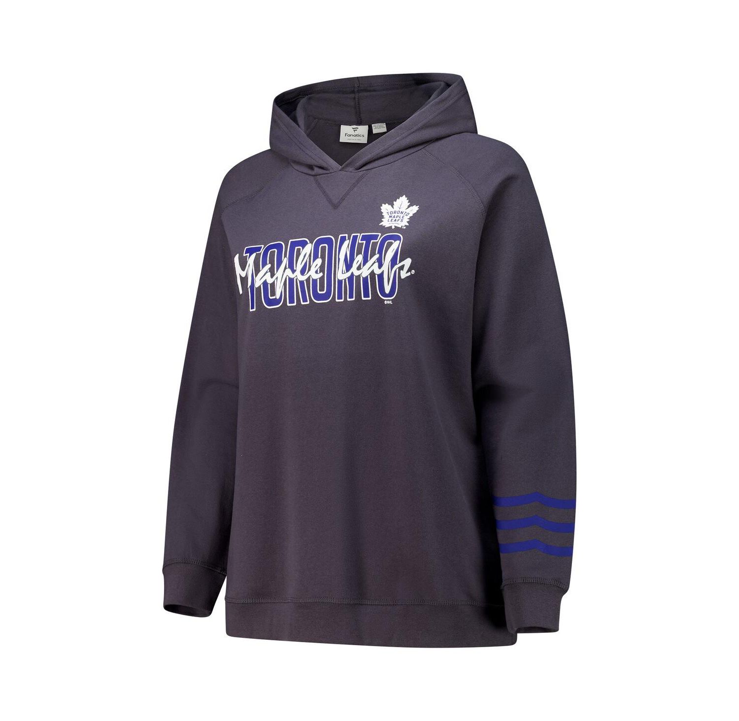 Women's Charcoal Toronto Maple Leaves Plus Size Lightweight Fleece Raglan Pullover Hoodie