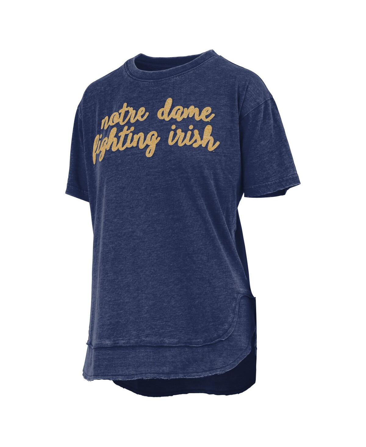 PRESSBOX WOMEN'S NAVY NOTRE DAME FIGHTING IRISH PONCHO T-SHIRT 