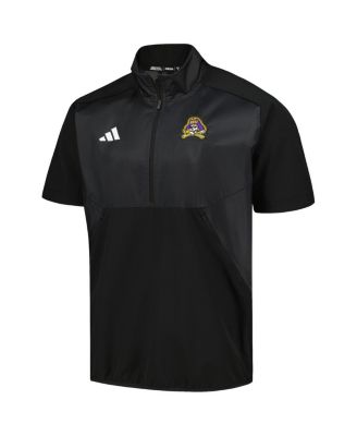 Men's Black ECU Pirates Sideline AEROREADY Raglan Short Sleeve Quarter-Zip Jacket