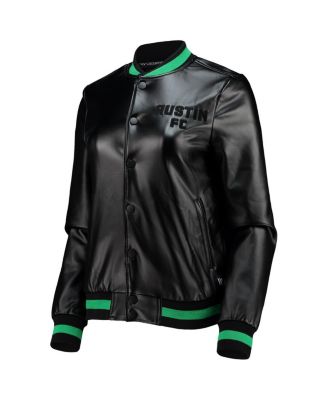 Women's Black Austin FC Full-Snap Bomber Jacket