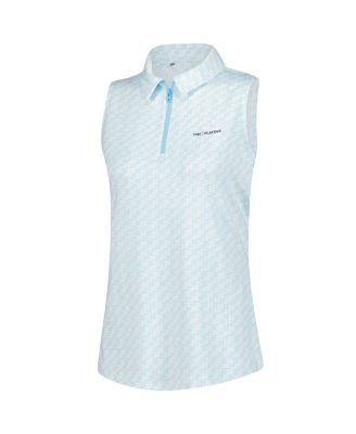 Women's Aqua THE PLAYERS Drive Clubhouse Grid Sleeveless Polo Shirt