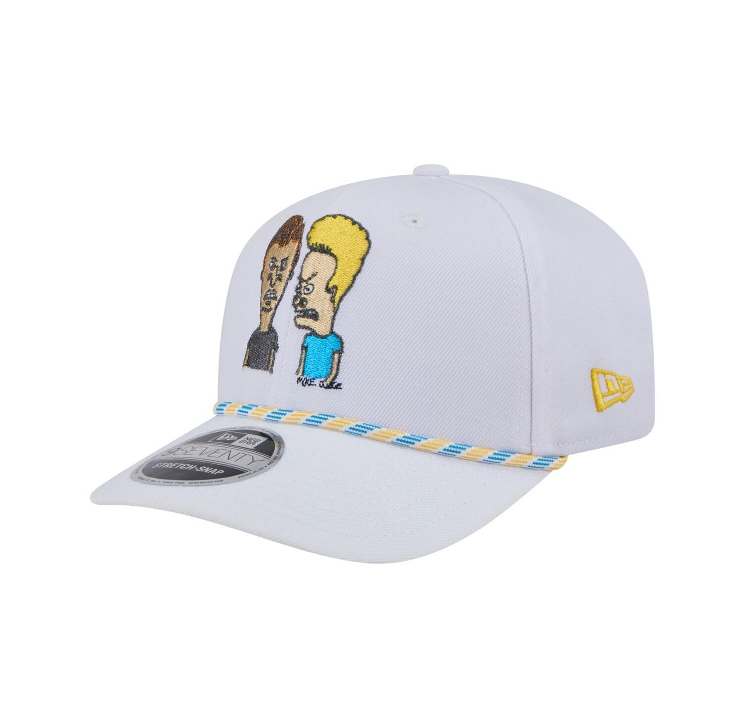 Men's White Beavis and Butt-Head Rope 9SEVENTY Stretch-Snap Adjustable Hat