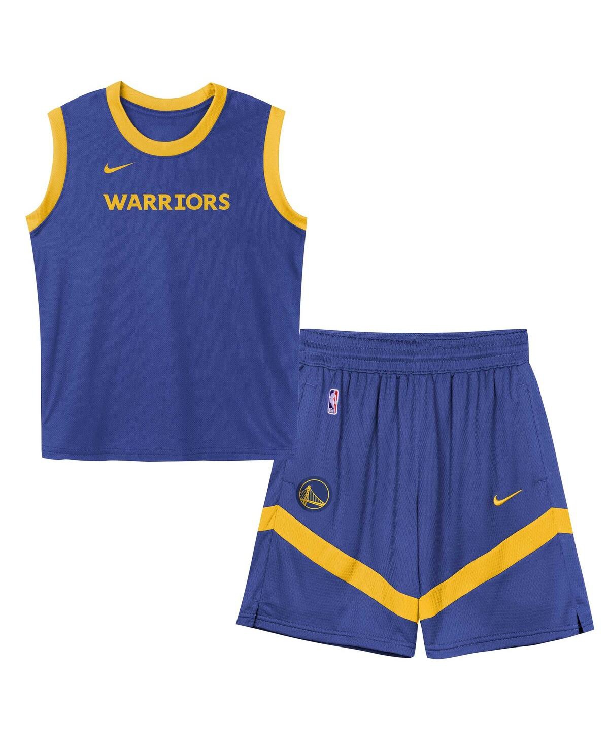 Nike Preschool Royal Golden State Warriors Mesh Tank Top And Shorts Set In Royal