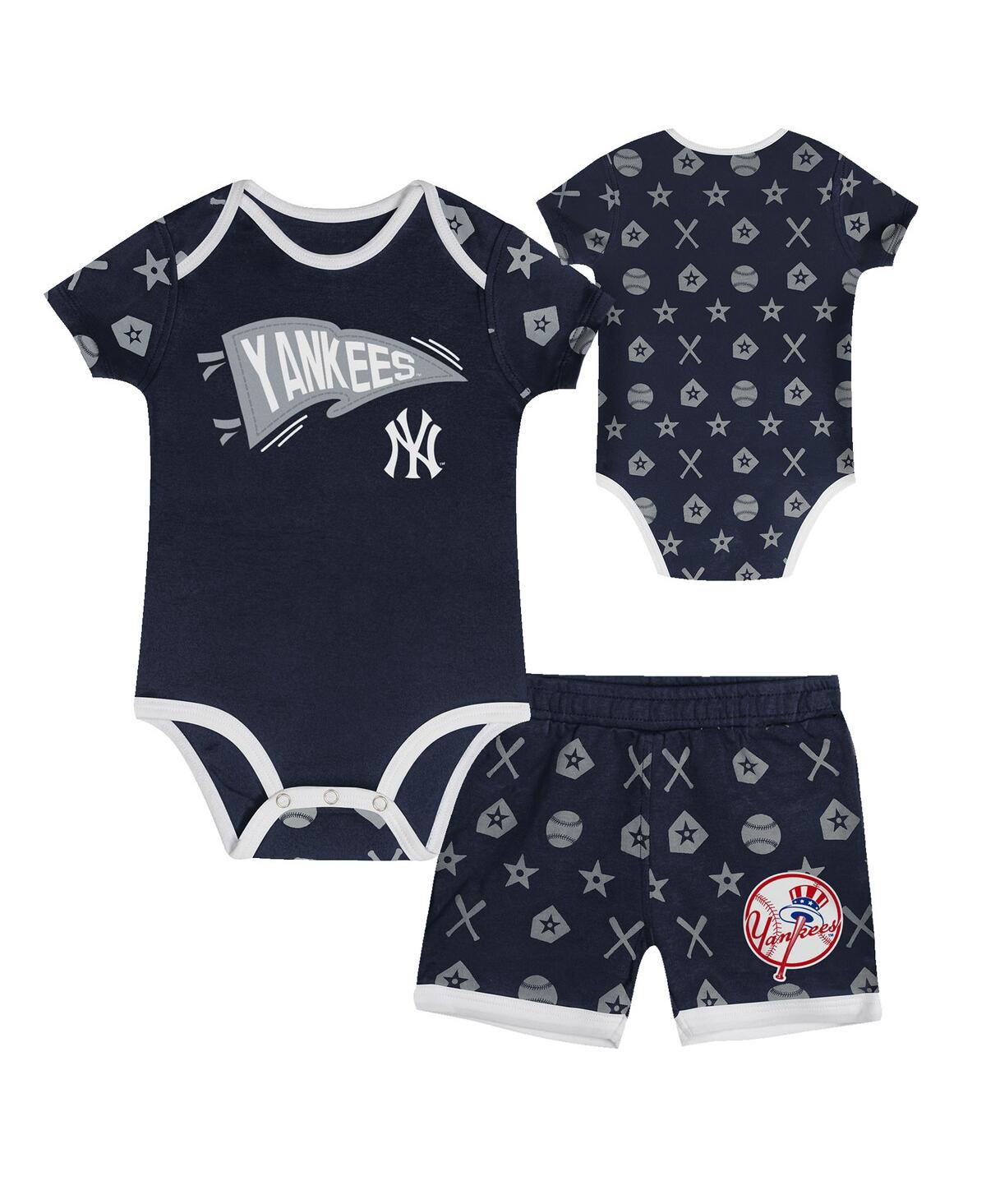 Outerstuff Baby Boys And Girls 2-piece Navy New York Yankees On Deck Diaper Cover Set In Navy