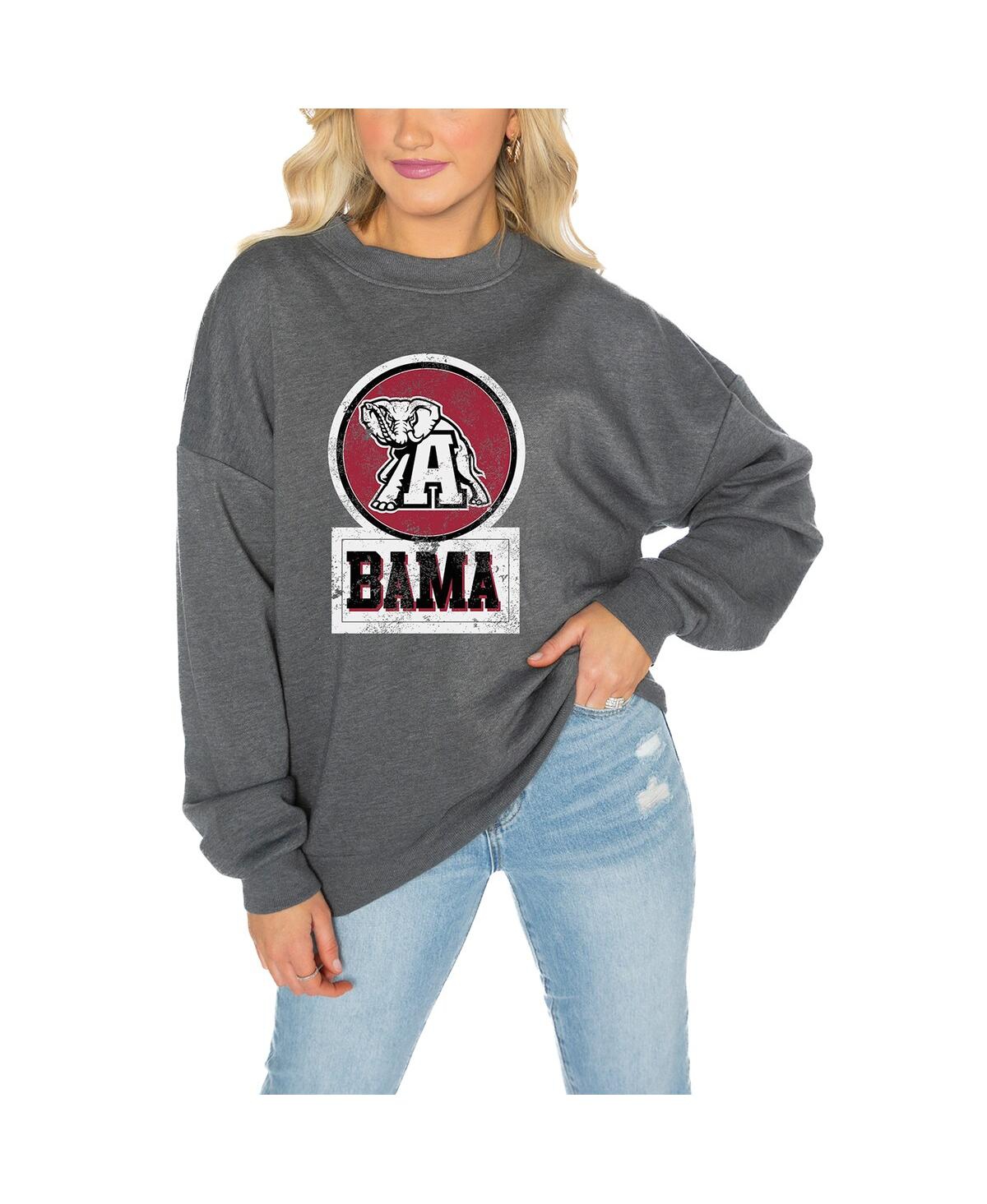 GAMEDAY COUTURE WOMEN'S CHARCOAL ALABAMA CRIMSON TIDE DROP SHOULDER FLEECE DROP PULLOVER SWEATSHIRT 