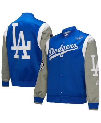 Mitchell & Ness - Men's Royal/Gray Los Angeles Dodgers Cooperstown Collection Team Origins Satin Full-Snap Jacket