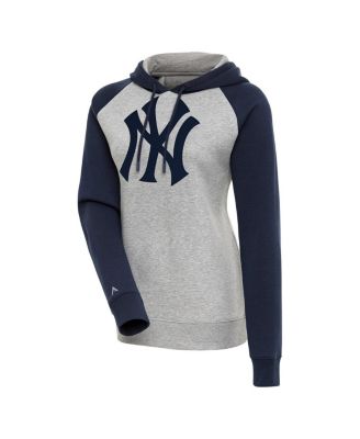 Antigua - Heather Gray/Navy New York Yankees Victory Raglan Sleeve Pullover Hoodie
