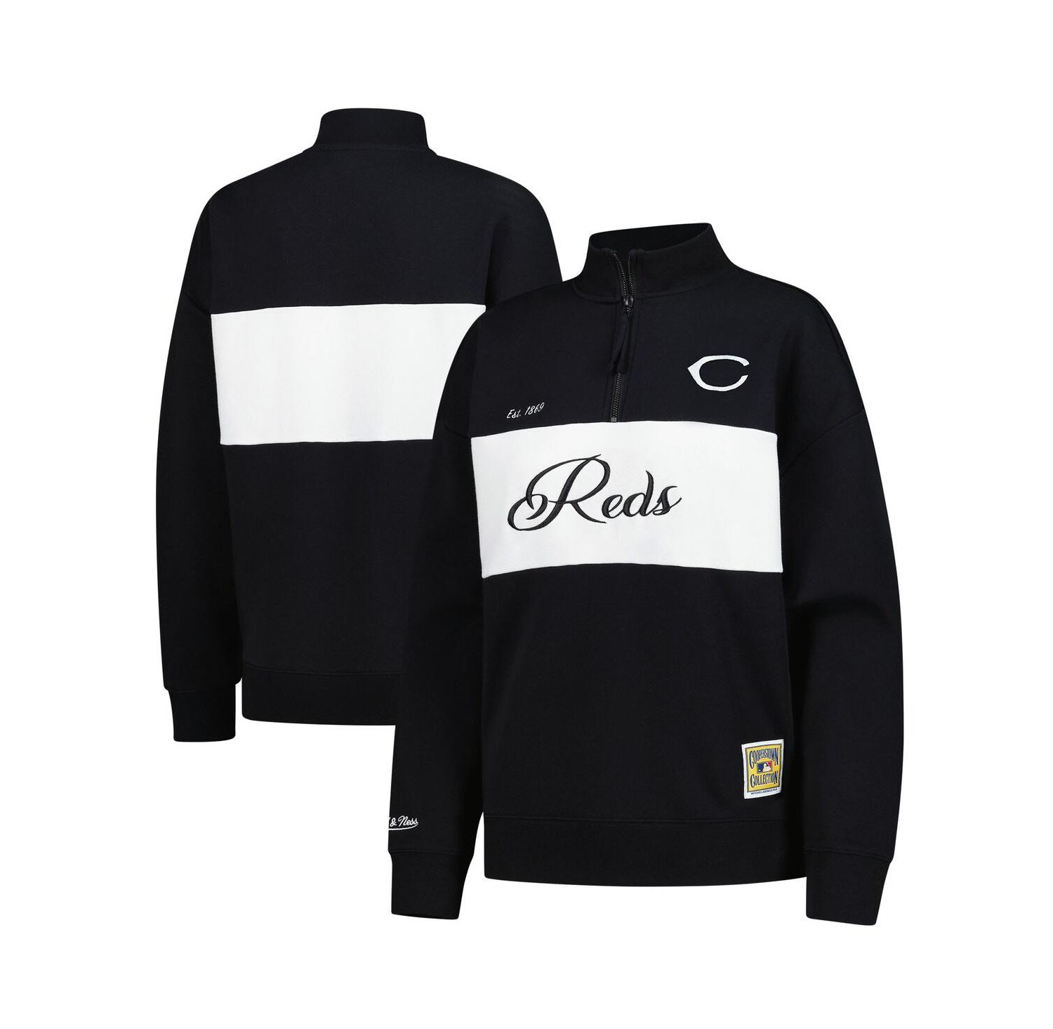 Women's Black Cincinnati Reds Quarter-Zip Pullover Top