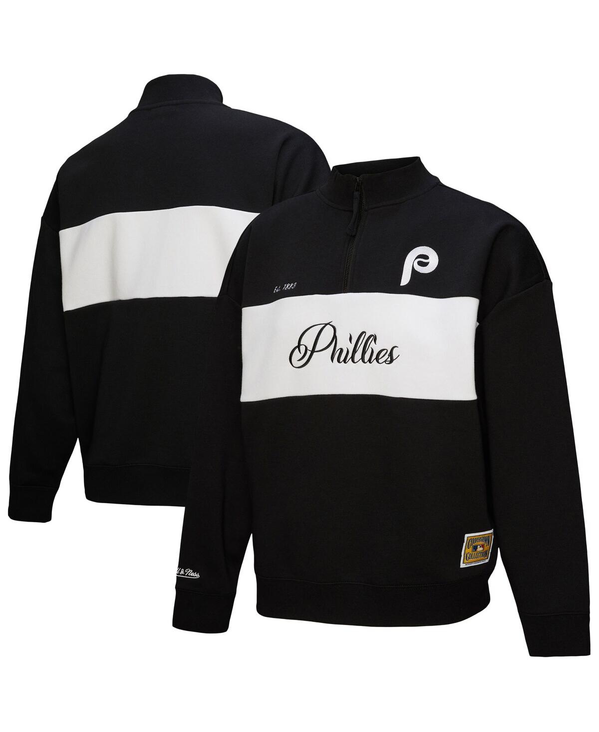 Mitchell & Ness Women's Black Philadelphia Phillies Quarter-zip Pullover Top In Black