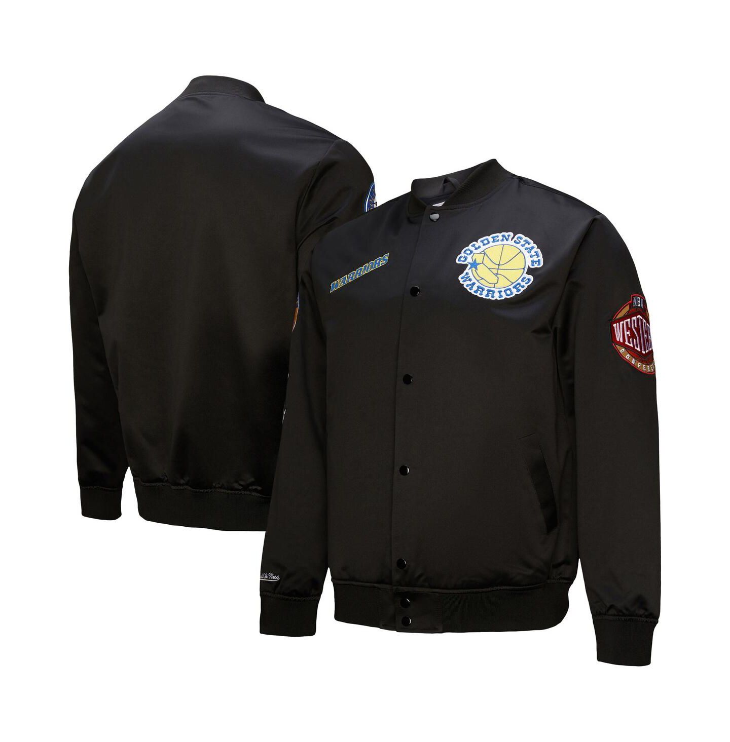 Мужская куртка Mitchell & Ness Black Golden State Warriors Blackout Collection Vintage Full-Snap Satin — фото 1