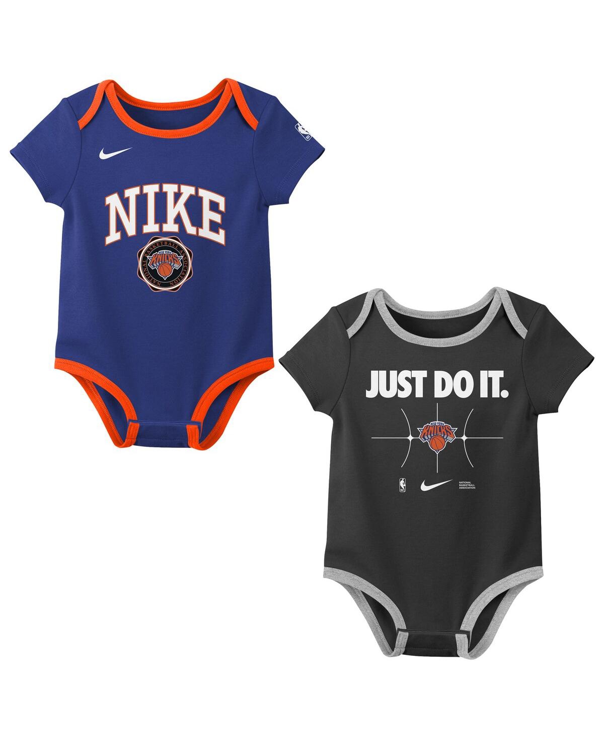 Nike Baby Boys And Girls Blue/black New York Knicks Just Do It Bodysuit, Set Of 2 In Blue,black