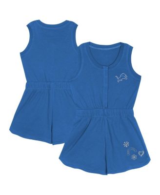 Outerstuff - Girls Toddler Blue Detroit Lions Super Girl Romper