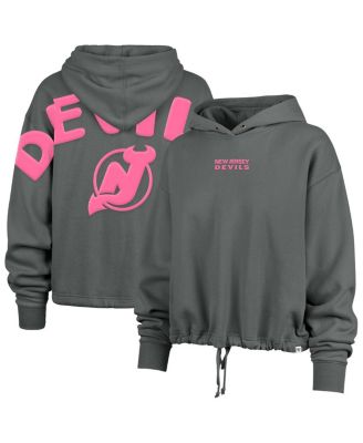 '47 Brand - Women's '47 Gray New Jersey Devils Bright Side Venice Cropped Pullover Hoodie