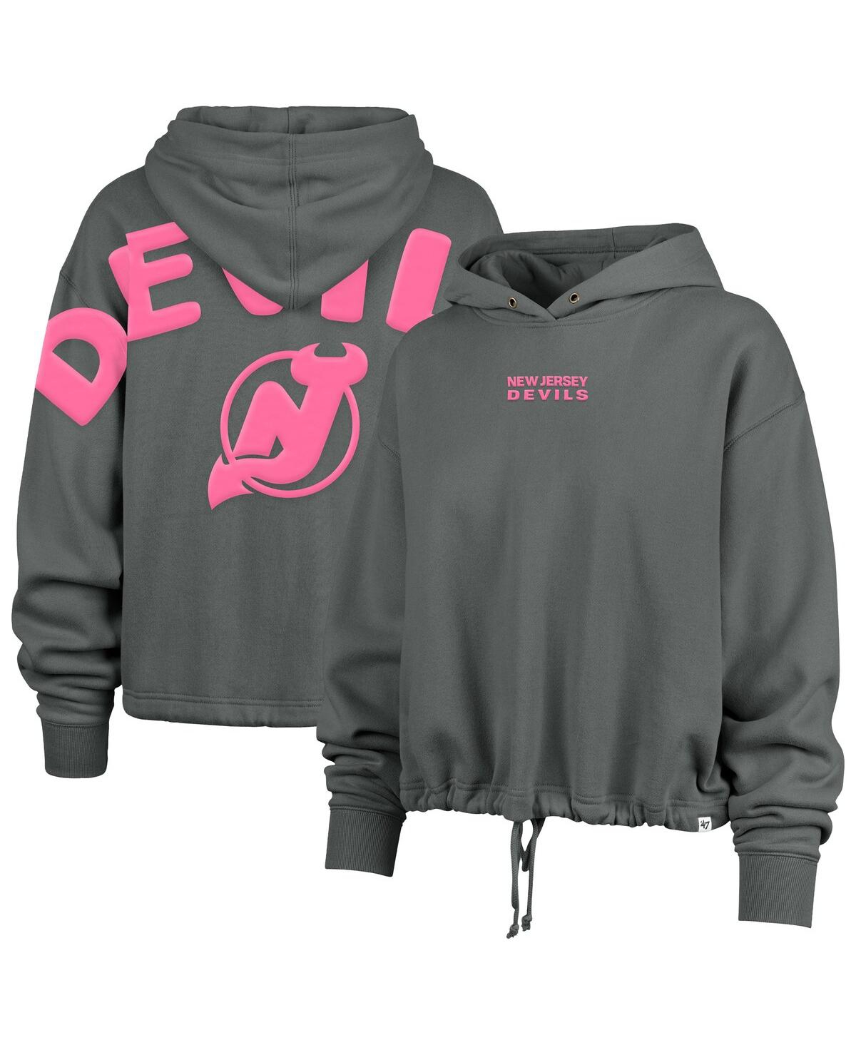 Shop 47 Brand Women's Gray New Jersey Devils Bright Side Venice Cropped Pullover Hoodie
