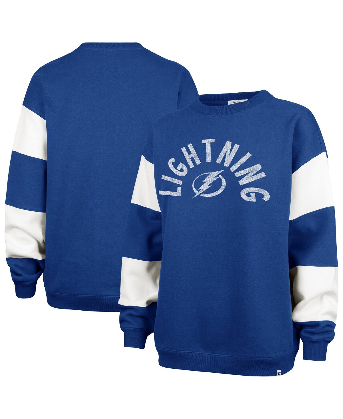 Shop 47 Brand Women's Blue Tampa Bay Lightning Eephus Barred Pullover Sweatshirt