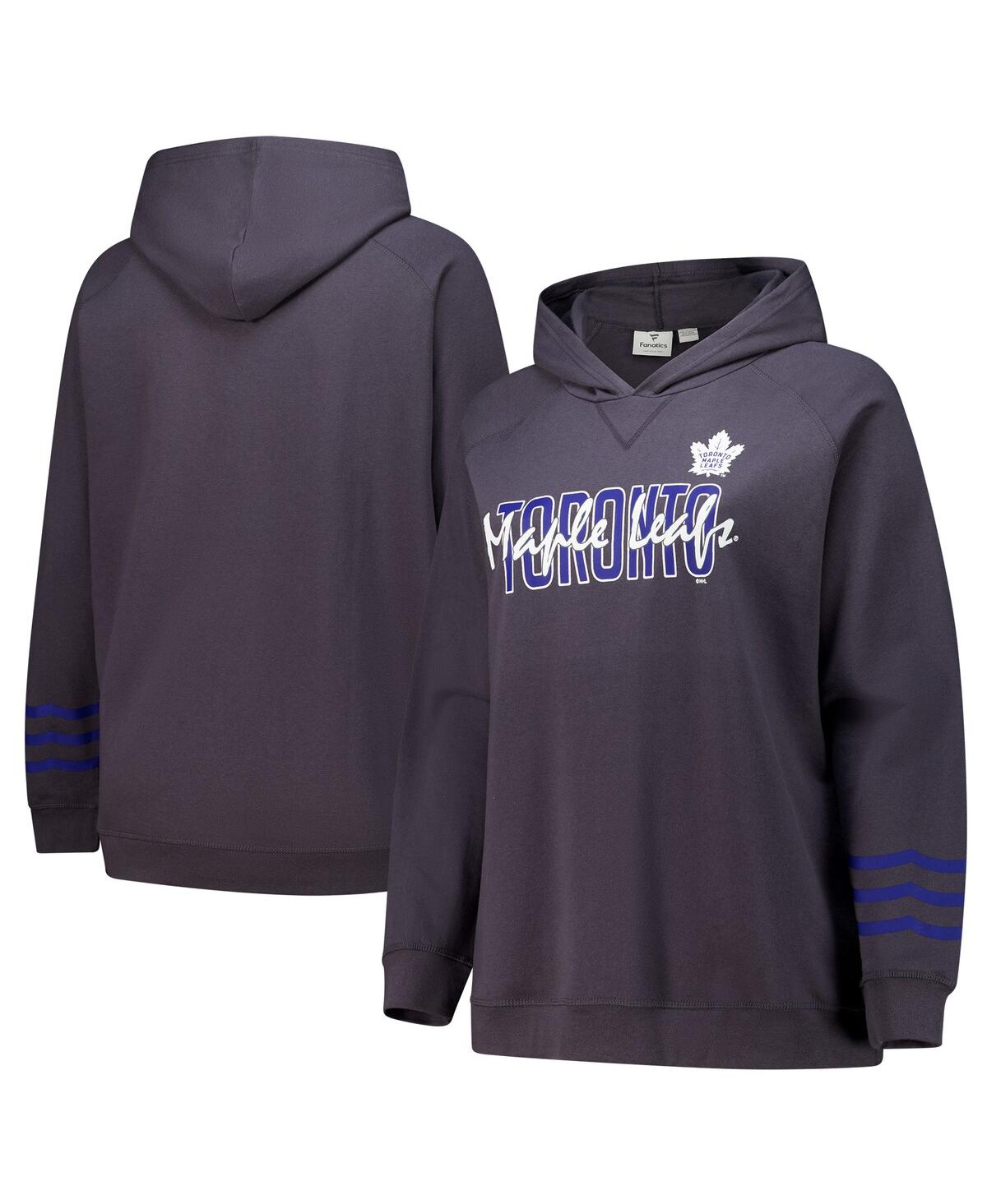 Fanatics Women's Charcoal Toronto Maple Leaves Plus Size Lightweight Fleece Raglan Pullover Hoodie In Charcoal