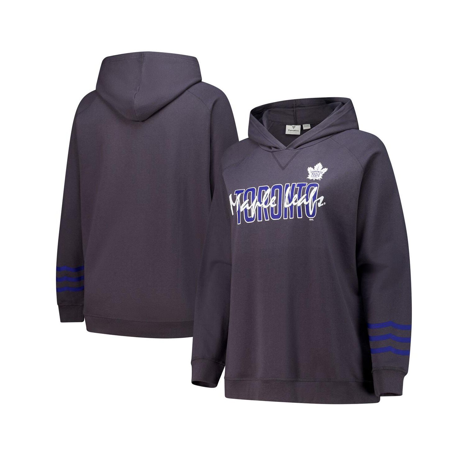 Women's Charcoal Toronto Maple Leaves Plus Size Lightweight Fleece Raglan Pullover Hoodie