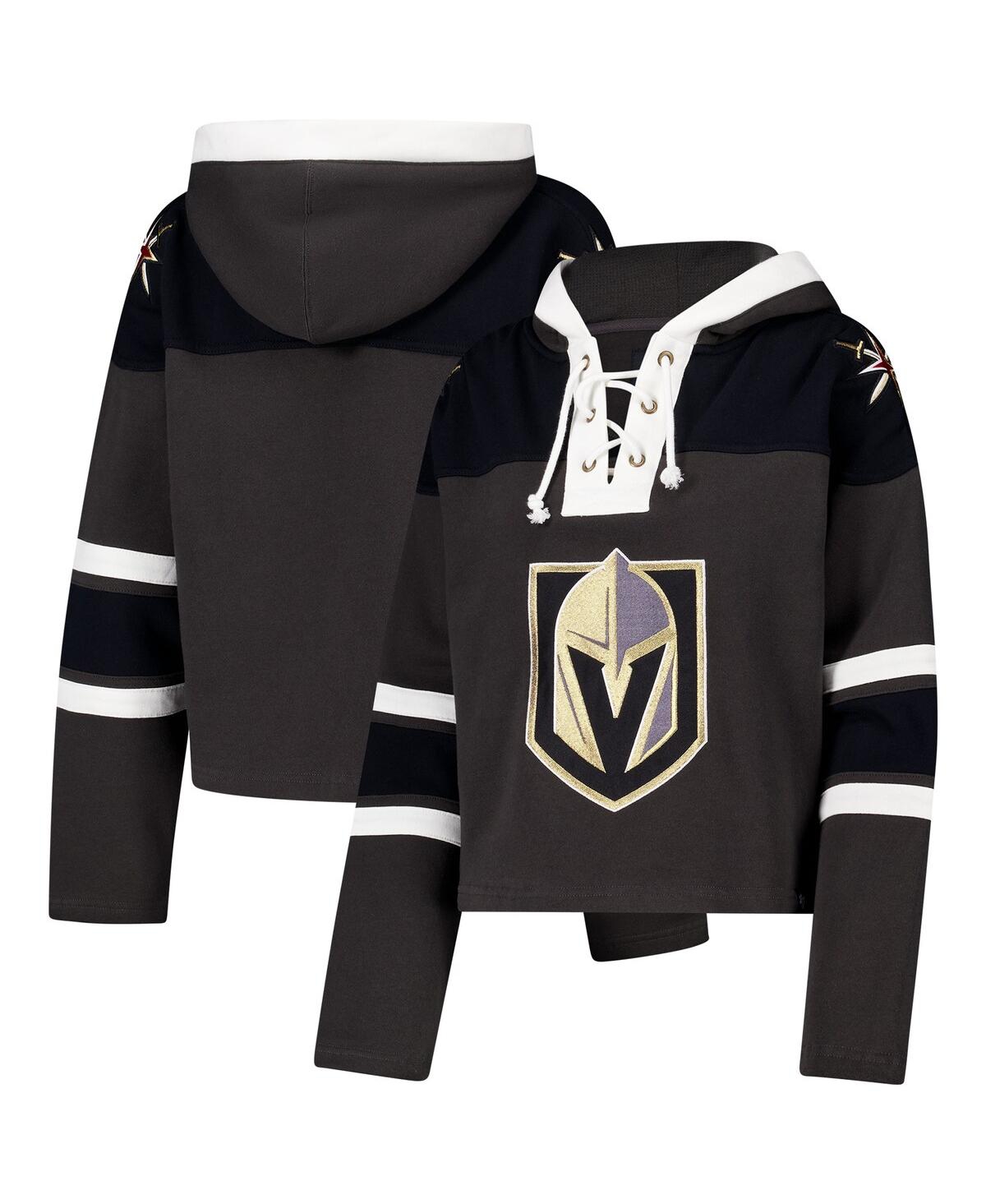 47 BRAND WOMEN'S CHARCOAL VEGAS GOLDEN KNIGHTS CROPPED SUPERIOR LACER PULLOVER HOODIE 