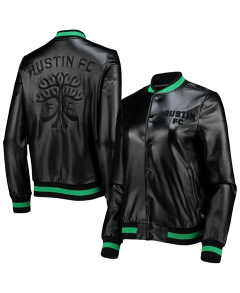 Женские куртки The Wild Collective Women's Black Austin FC Full-Snap Bomber Jacket