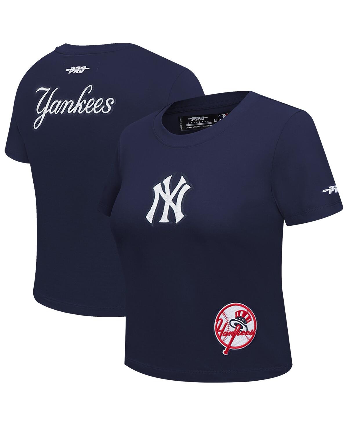 Pro Standard Women's Navy New York Yankees Game Day Classics Baby Doll Cropped T-shirt In Navy