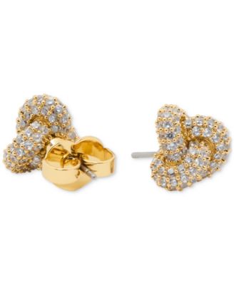Gold-Tone Pav&eacute; Double Knot Stud Earrings