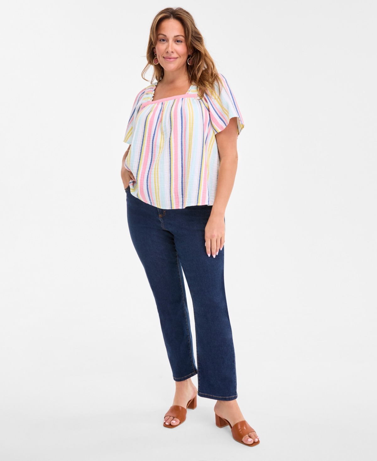 Style & Co Plus Size Printed Short-sleeve Top, Exclusively At Macy's
