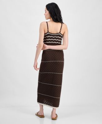 Juniors' Sleeveless Crochet Midi Dress