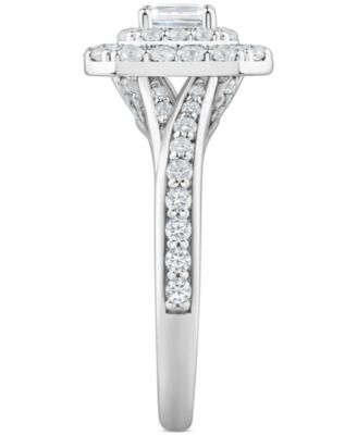 Diamond Emerald-Cut Double Halo Engagement Ring (1 ct. t.w.) in 14k White Gold
