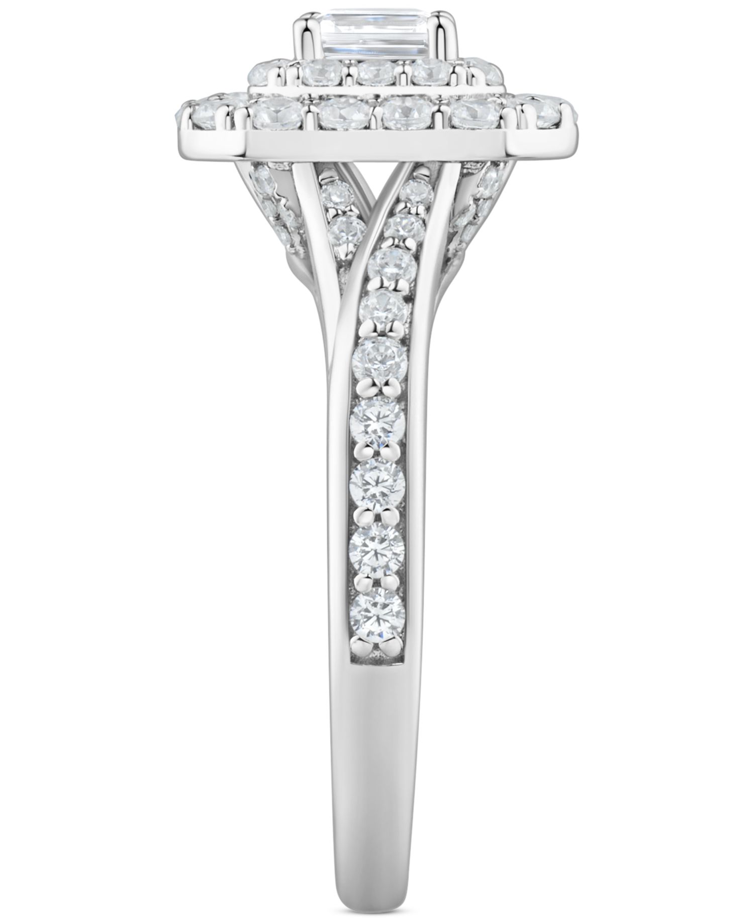 Diamond Emerald-Cut Double Halo Engagement Ring (1 ct. t.w.) in 14k White Gold