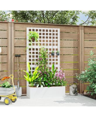 Metal Planter Box with Trellis, Drain Holes, 35"x16"x70",