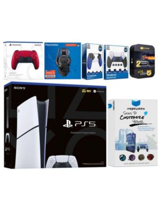 Playstation 5 Slim Digital with Extra Midnight Black Controller, Plantronics Headset, Trigger Stop Kit, FPS Grip Kit and MightySkins Decal Vouche