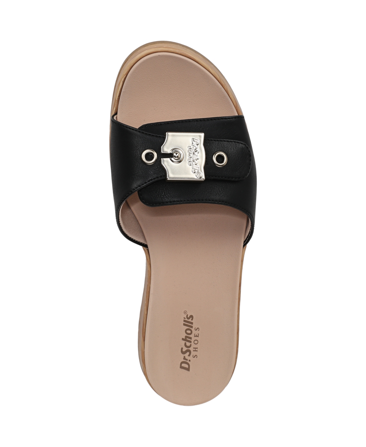 Shop Dr. Scholl's Women's Icon Now Round Toe Slide Sandals In Black Faux Leather