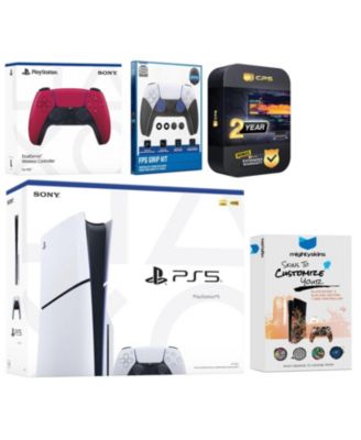 Playstation 5 Slim Disc with Extra Gray Camo Controller, FPS Grip Kit and MightySkins Decal Voucher + 2 Year CPS Extended Warranty