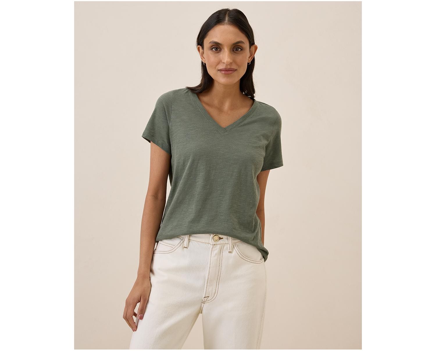 Women's Organic Cotton Featherweight Slub V-Neck Tee