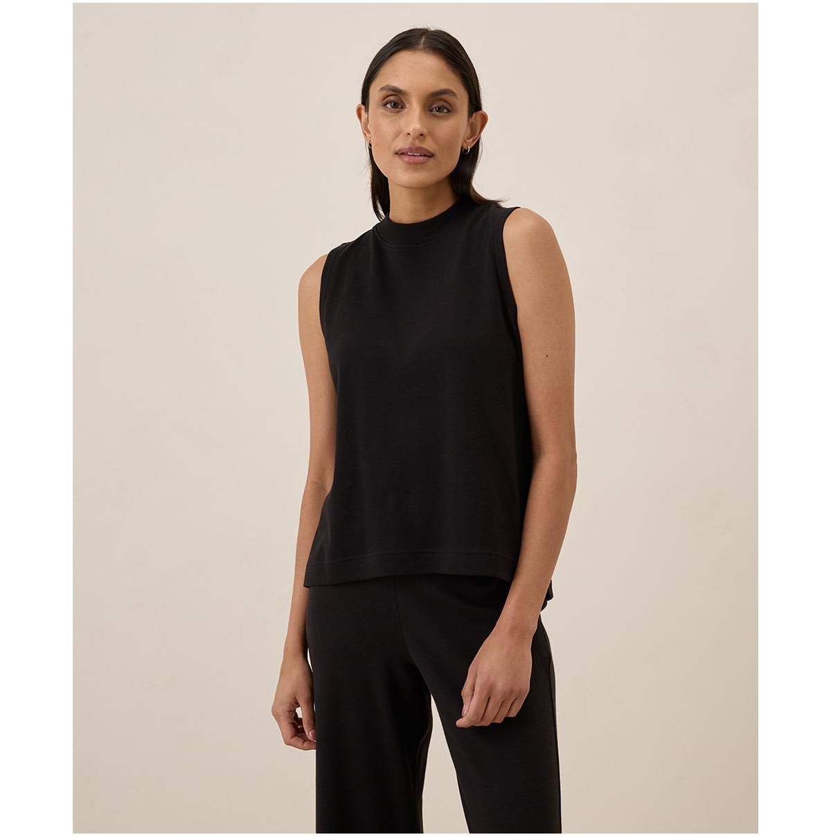 Women's Organic Cotton Airplane Mock Neck Shell - Midnight blue