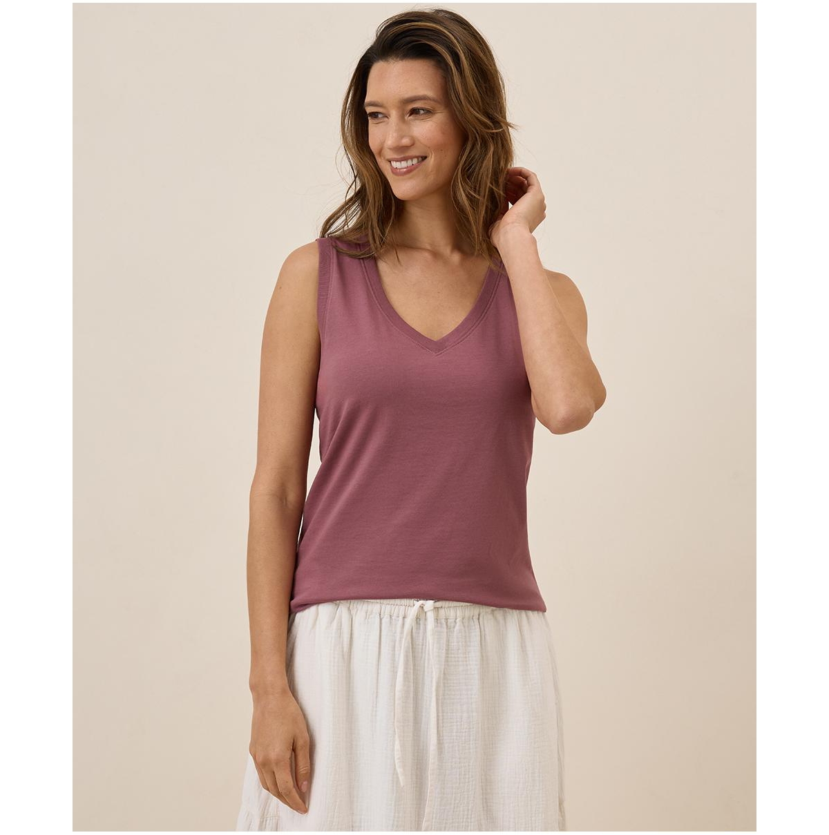 Women's Organic Cotton Softspun V-Neck Tank - Agave