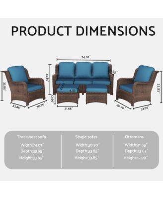 Streamdale 5-Piece Rattan Sectional Conversation Set Outdoor Couch, 2 Chairs, 2 Ottomans