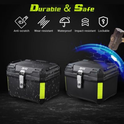 45L Universal Motorcycle Tour Tail Box Scooter Trunk Storage with Backrest Safety Lock